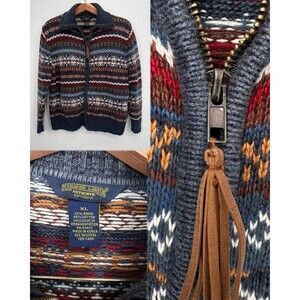 Authentic Shaver Lake Zip Front Womens Sweater‎ Sz XL Christmas holidays colors